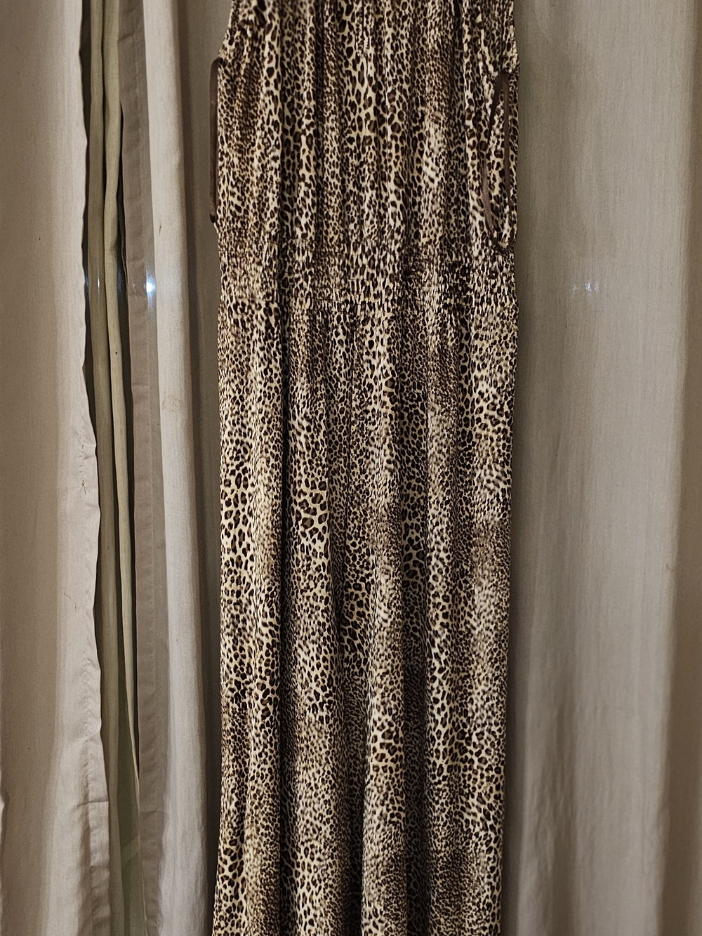 Mlle Gabrielle Sleeveless Leopard-Print Wide-Leg Jumpsuit in Brown and Cream